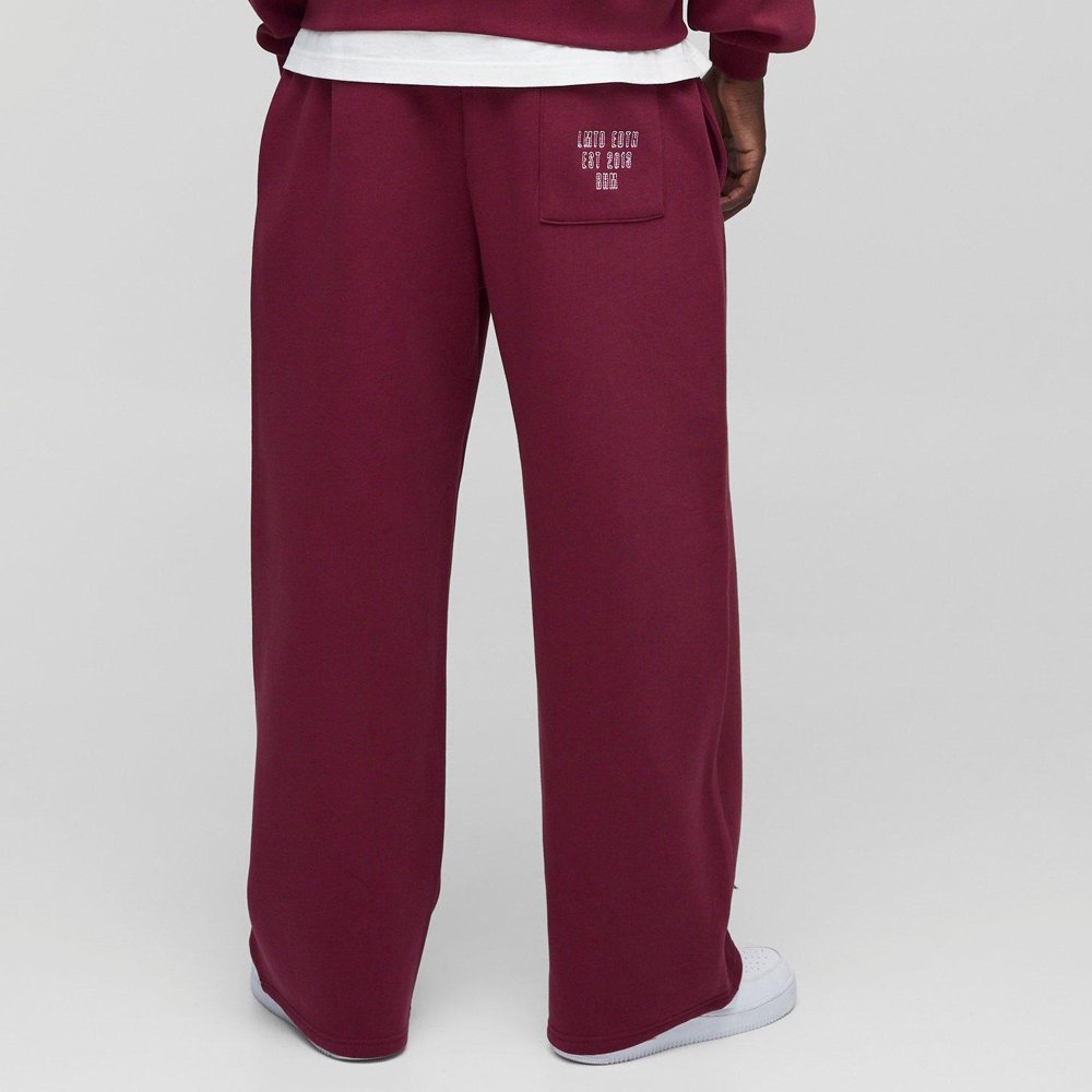 Wide Leg Worldwide Embroidered Joggers