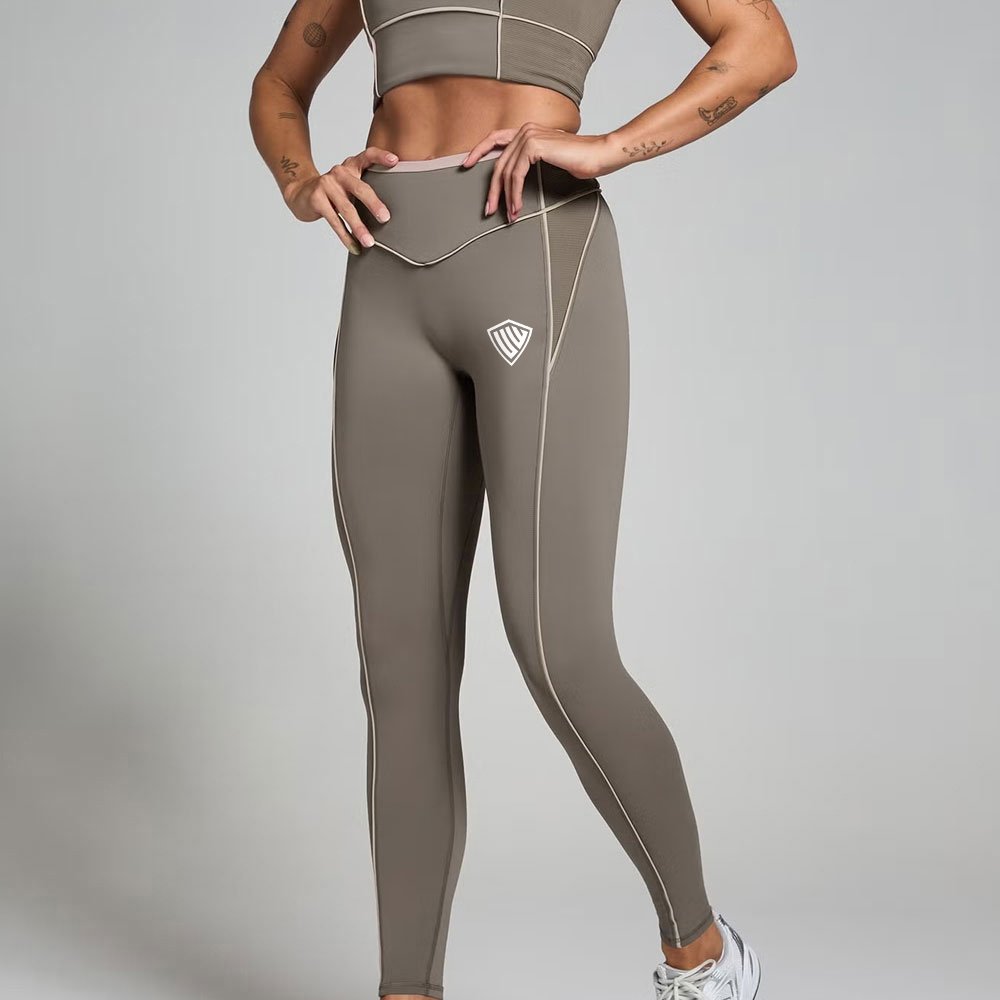 Contrast Texture Leggings – Espresso